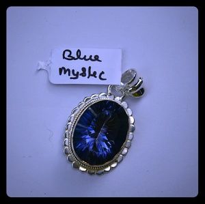 Certified 925 Silver Pendent wh Blue Mystic Topaz
